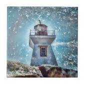 Leuchtturm Ozean Blue Nautical Rustic Coasta Fliese (Vorderseite)