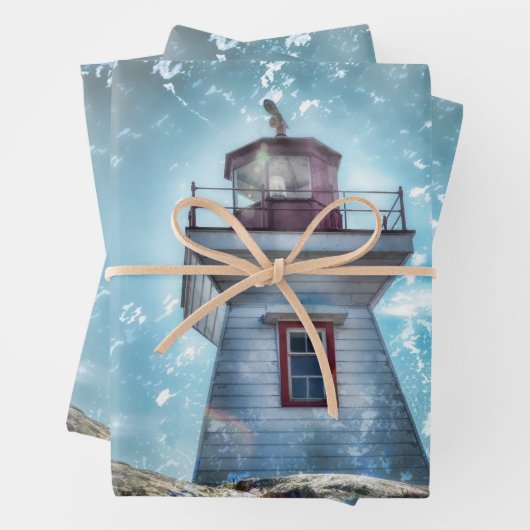 Leuchtturm Ozean Blue Nautical Rustic Coasta Geschenkpapier Set (Beispiel)