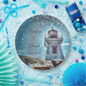 Leuchtturm Ozean Blue Nautical Rustic Coastal Pappteller (Party)
