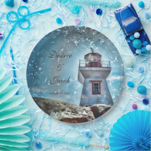 Leuchtturm Ozean Blue Nautical Rustic Coastal Pappteller (Party)