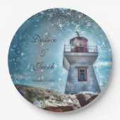 Leuchtturm Ozean Blue Nautical Rustic Coastal Pappteller (Vorderseite)