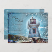 Leuchtturm Ozean Blue Nautical Rustic Coastal Postkarte (Vorne/Hinten)