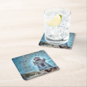 Leuchtturm Ozean Blue Nautical Rustic Coastal Rechteckiger Pappuntersetzer (Vor Ort)