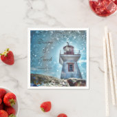 Leuchtturm Ozean Blue Nautical Rustic Coastal Serviette (Beispiel)