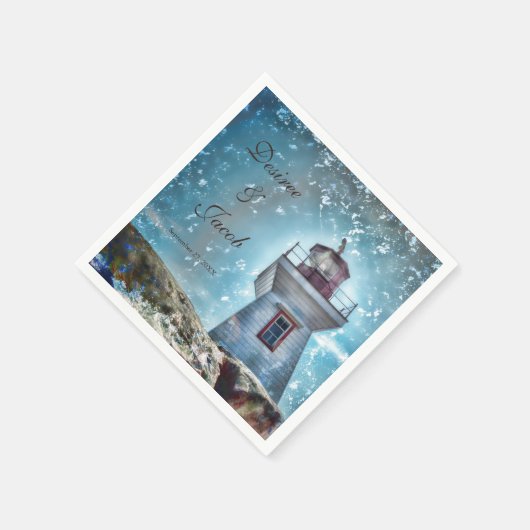 Leuchtturm Ozean Blue Nautical Rustic Coastal Serviette (Ecke)