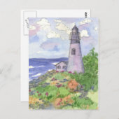 Leuchtturm Ozean Blume Wiese Postkarte (Vorne/Hinten)