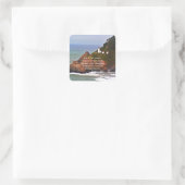 Leuchtturm Ozean Christliche Kreation Quadratischer Aufkleber (Tasche)