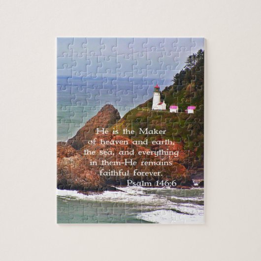 Leuchtturm-Ozean-Meer christliches Creationarts Puzzle (Vertikal)