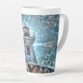 Leuchtturm Ozean Nautical Blue Rustic Coasta Milchtasse (Rechte Ecke)
