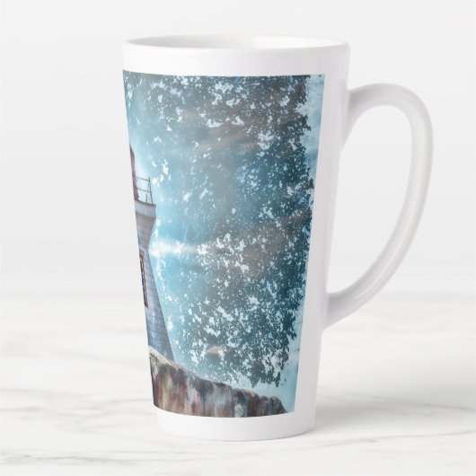 Leuchtturm Ozean Nautical Blue Rustic Coasta Milchtasse (Rechts)