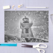 Leuchtturm Ozean Schwarz-Weiß-Küste Seidenpapier (Handwerk)