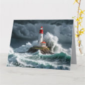 Leuchtturm Ozean Sturm Majestic Powerful Wave Karte (Gelbe Blume)