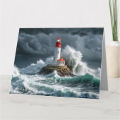 Leuchtturm Ozean Sturm Majestic Powerful Wave Karte (Vorderseite)