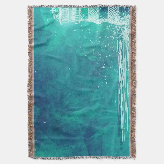 Leuchtturm & Ozean - Wasserfarben-Keule Decke (Vorderseite Vertikal)