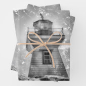 Leuchtturm Ozeanküste Schwarz-Weiß Küste Geschenkpapier Set (Beispiel)