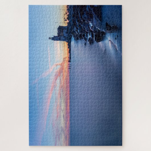 Leuchtturm Paard van Marken in einem blauen Puzzle (Vertikal)