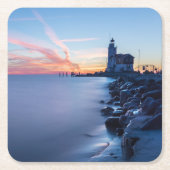 Leuchtturm Paard van Marken in einem blauen Rechteckiger Pappuntersetzer (Vorderseite)