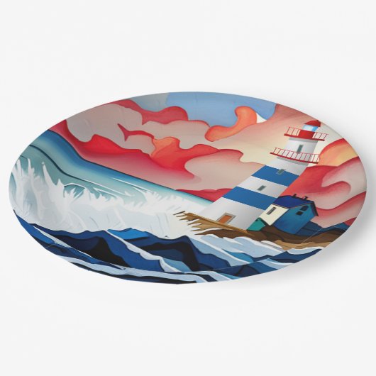 Leuchtturm Pappteller (Schrägansicht)