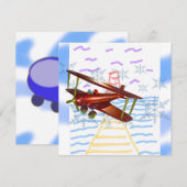 Leuchtturm Pier Biplane Blue Waves Einladung (Vorne/Hinten)