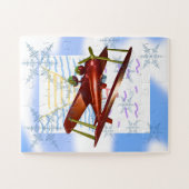 Leuchtturm Pier Biplane Blue Waves Puzzle (Horizontal)