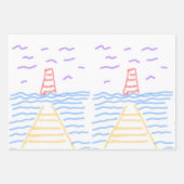 Leuchtturm Pier Wrapping Paper Flat Sheet Set 3 Geschenkpapier Set (Vorderseite 3)