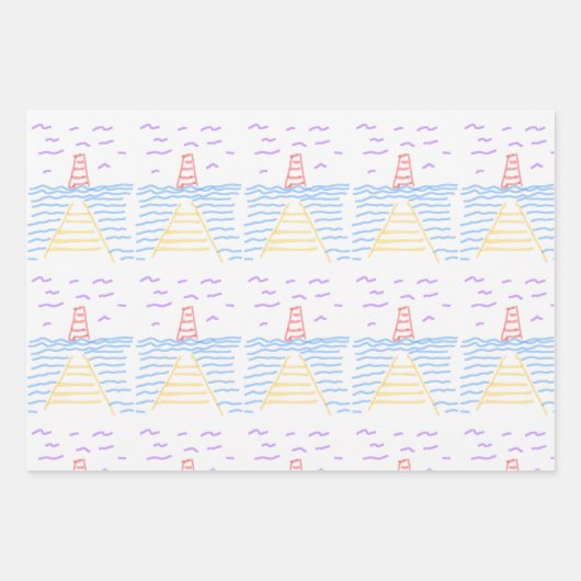 Leuchtturm Pier Wrapping Paper Flat Sheet Set 3 Geschenkpapier Set (Vorderseite)