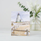 Leuchtturm Plymought Watercolor Postkarte (Stehend Vorderseite)