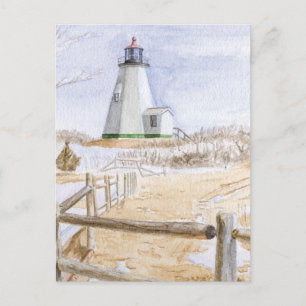Leuchtturm Plymouth Aquarell Postkarte