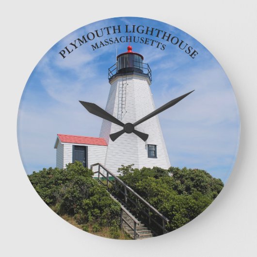 Leuchtturm Plymouth, Massachusetts Rundschau Große Wanduhr (Vorderseite)