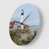 Leuchtturm Portland Headlight an der felsigen Küst Große Wanduhr (Winkel)