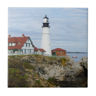 Leuchtturm Portland Headlight an felsiger Küste Fliese