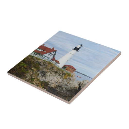 Leuchtturm Portland Headlight auf felsigem Ufer Fliese (Seite)