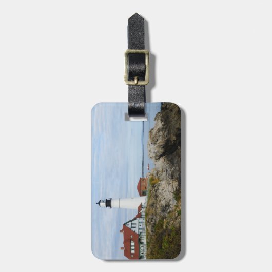 Leuchtturm Portland Headlight auf felsigem Ufer Gepäckanhänger (Vorderseite vertikal)
