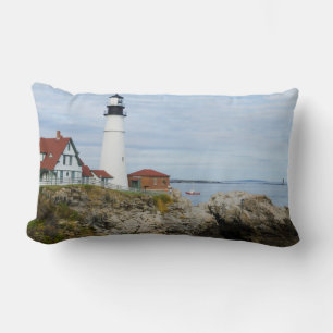 Leuchtturm Portland Headlight auf felsigem Ufer Lendenkissen