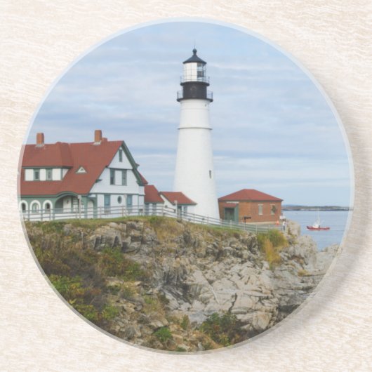 Leuchtturm Portland Headlight auf felsigem Ufer Untersetzer (Vorne)