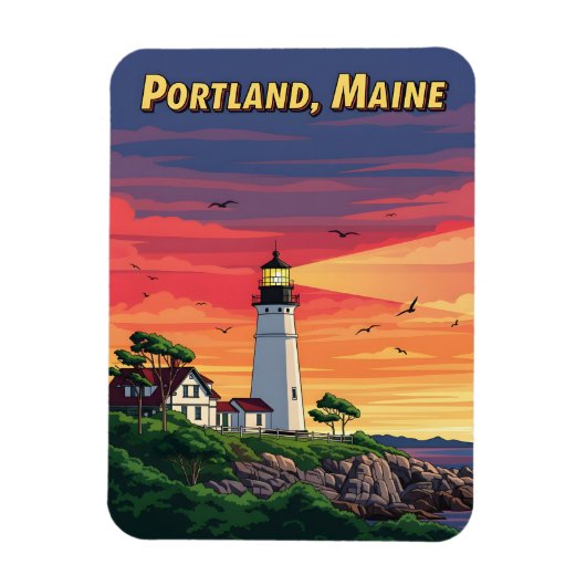 Leuchtturm Portland Maine bei Sonnenuntergang Magnet (Vertikal)
