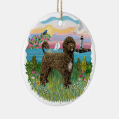 Leuchtturm - Portugiesischer Wasserhund #2 braun Keramik Ornament (Rechts)