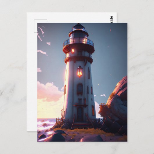 Leuchtturm, Postkarte für Postüberquerung (Vorne/Hinten)