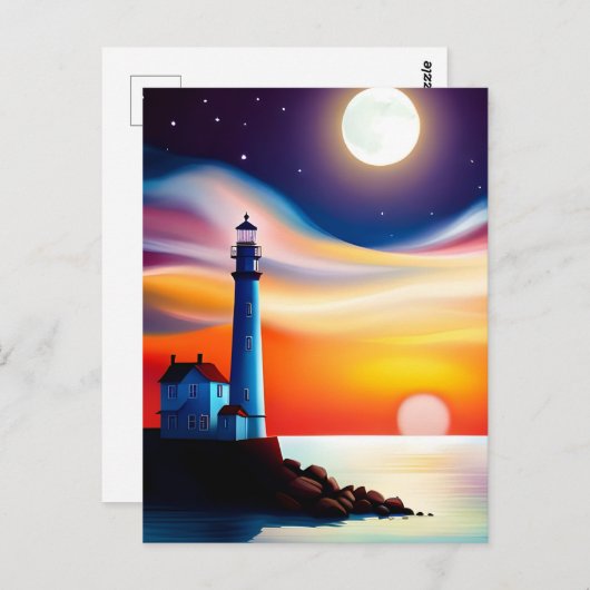 Leuchtturm, Postkarte für Postüberquerung (Vorne/Hinten)
