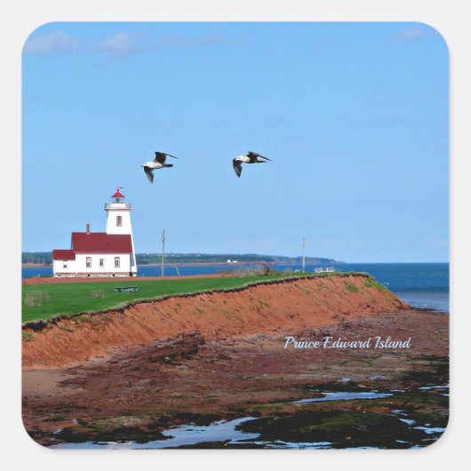 Leuchtturm Prince Edward Island Quadratischer Aufkleber (Vorderseite)