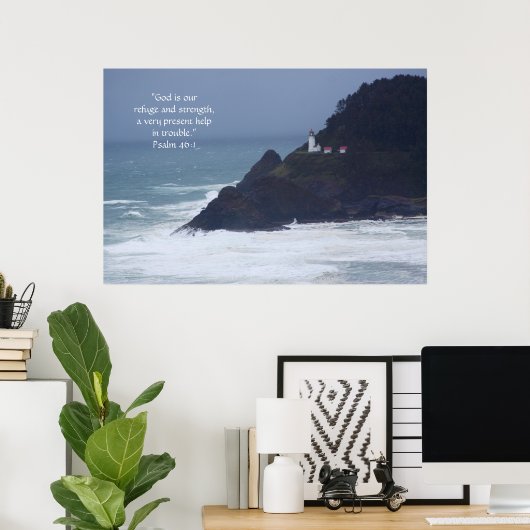 Leuchtturm Print w/Scripture Verse Poster (Heimbüro)