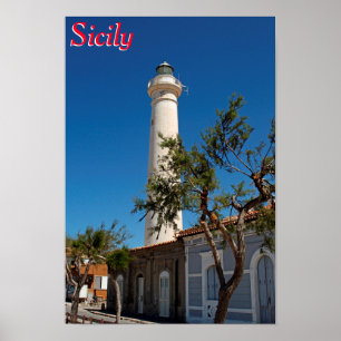 Leuchtturm Punta Secca, Sizilien, Italien Poster
