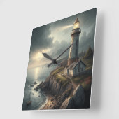 Leuchtturm Quadratische Wanduhr (Winkel)