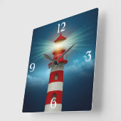 Leuchtturm Quadratische Wanduhr (Winkel)