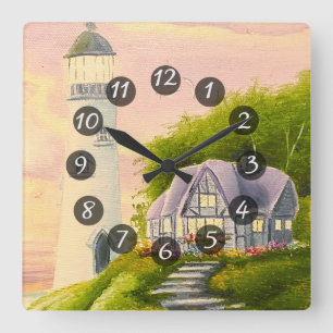 Leuchtturm Quadratische Wanduhr