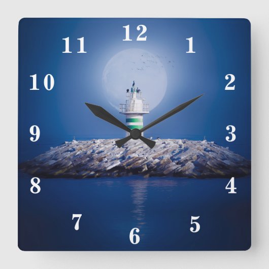 Leuchtturm Quadratische Wanduhr (Vorderseite)