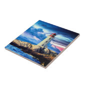 Leuchtturm R - Kleine Keramik Fliese (Seite)