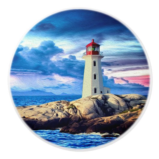 Leuchtturm R - Knob Keramikknauf (Vorderseite)