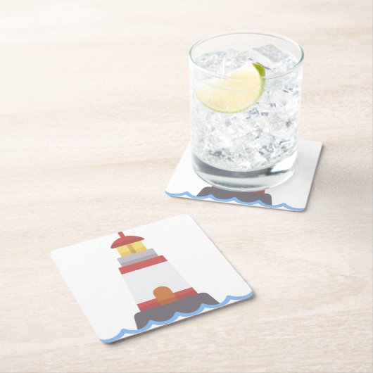 Leuchtturm Rechteckiger Pappuntersetzer (Vor Ort)