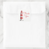 Leuchtturm Red Danke Beach Wedding Ocean Beach Quadratischer Aufkleber (Tasche)